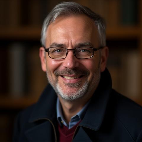 Portrait of Dr. Aris Thorne, an approachable and knowledgeable botanist.